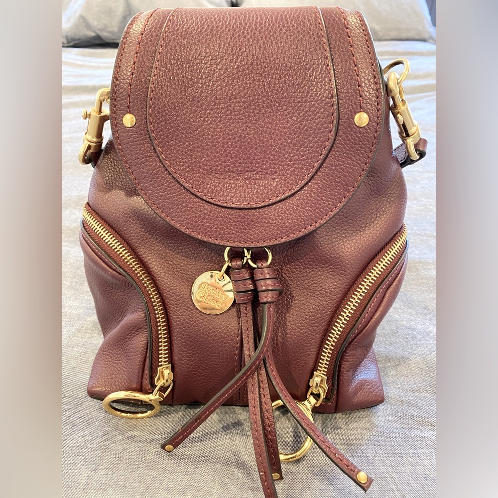 See by Chloe small Olga backpack in burgundy